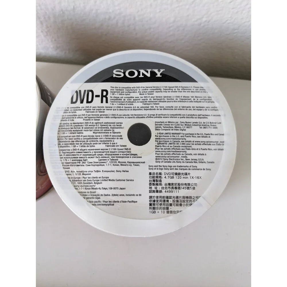 Sony DVD-R 4.7GB 120 Min 16X DVD-R Blank Media Disc 50 Pack, Grade T-160 VHS LOT